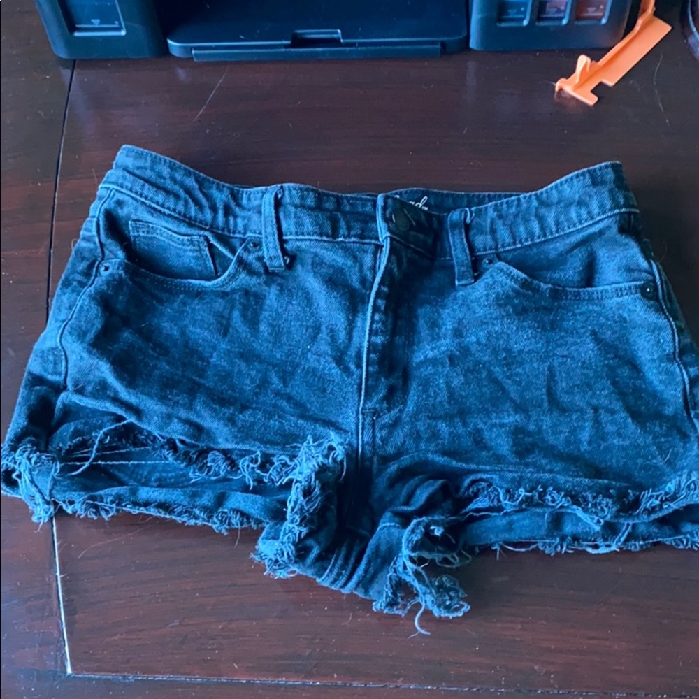 black jean shorts